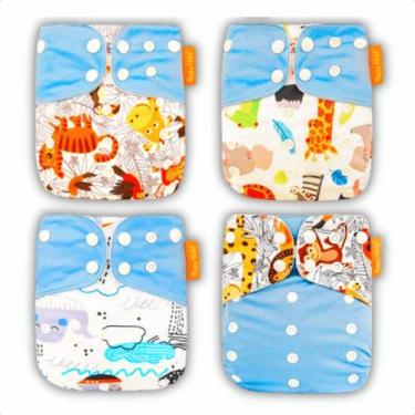 Imagem de Kit 4 Fralda Ecológica Reutilizável De Pano + 4 Absorvente - Malana Ec