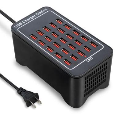 Imagem de Estação de Carregamento USB RUANSZZ - 25 Portas, 125W (25A), Preta