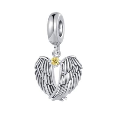 Imagem de MiiFort Wings of Angels Love Protection Zircônia Cúbica Berloque Pingente Pingente Compatível com Pulseiras Pandora Charms, One Size, Cobre, Sem Pedra Preciosa