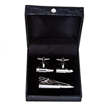 Imagem de MRCUFF Bullet Army Police Par de abotoaduras e prendedor de gravata com caixa de presente de apresentação e pano de polimento