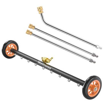 Imagem de Heliwoo Acessório de lavadora de pressão do material rodante, vassoura de água elétrica de 76 cm com 9 bicos, limpador de superfície de lavagem de carro com função dupla com 3 peças de varinha de