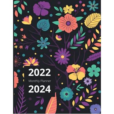 Imagem de 2022-2024 Monthly Planner: 3 Year Monthly Agenda 2022, 2023 ,2024 | 36 Month Calendar and Organizer with Logbook |Beautiful hand-drawing flowers | Watercolor Cover "8.5 x 11"