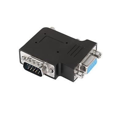 Imagem de QIANRENON Adaptador VGA macho para VGA fêmea de 90 graus DB15 macho para fêmea conector de ângulo reto VGA extensor de ângulo em forma de L, para projetor de monitor de TV, computador, dobra direita