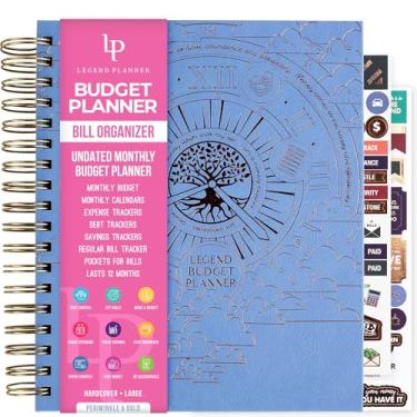 Imagem de Planner Legend Budget & Organizador de notas com bolsos – Livro de Finanças para Casa com Monitores de Pagamento de Bill e Custos – Caderno financeiro para Orçamento Doméstico e Gestão de Dinheiro – Grande, 20 x 24 cm, Periwinkle