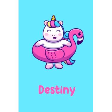 Imagem de Destiny Journal - Custome Name Notebook for Girsl Women, Cute Unicorn Pink Flamingo: Blank Lined Journal 6x9 inches