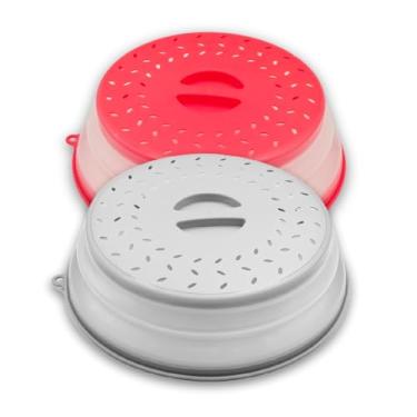 Imagem de Capa para respingos de micro-ondas de 26,6 cm - Capa de silicone dobrável para micro-ondas para respingos de alimentos cobre o prato e o prato - Tampa durável para alimentos de micro-ondas com