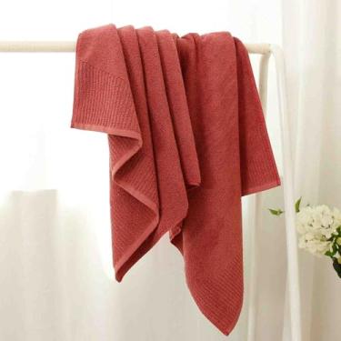 Imagem de JUSHZ Toalhas de banho toalhas de banho grandes toalhas para adultos toalha de banho para banheiro algodão penteado macio 500 g tecido adulto é respirável macio confortável (140 x 70 cm, vermelho)