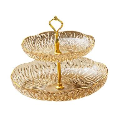 Imagem de Bandeja de bandeja de placa de frutas bandeja de bandeja multi -camadas pratos de servir cupcake stand para festa em casa entretenando fruta seca de, Ouro, 2 Níveis