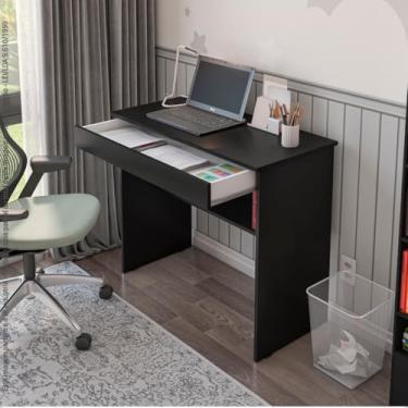 Imagem de Mesa de Escritório com 01 Gaveta para Notebook e Computador Vitória (Preto)