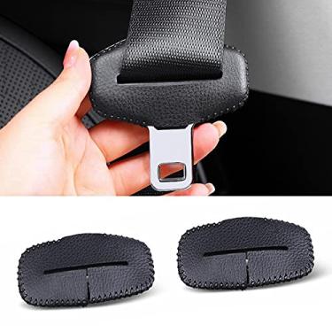 Imagem de CHUANGHUI Capa de couro protetora protetora de fivela de fixação de cinto de segurança de carro para BMW 1 2 3 4 5 6 7 Series X1 X2 X3 X4 X5 X6 Acessórios interiores automotivos (2 peças pretas)