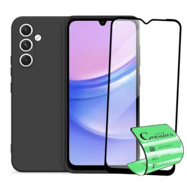 Imagem de Kit Película Premium 9D Cerâmica e Capa Capinha VELUDO preta Compatível Com Samsung Galaxy A15