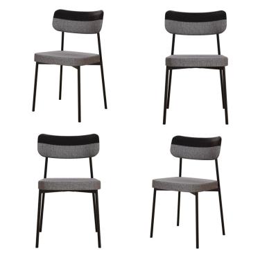 Imagem de Kit com 4 Cadeiras para Sala de Jantar Mona Yescasa Cinza Corriente/Preto