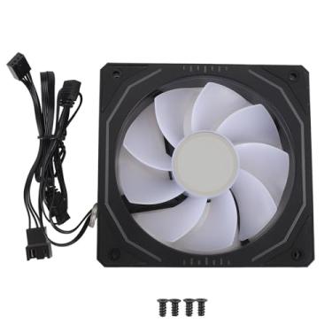 Imagem de Cooler da CPU, 120mm 3 Pinos PWM Fan, 800-1800 RPM Velocidade Ajustável, Refrigerador de Ar da CPU ARGB, Ventilador de Resfriamento da CPU, Ventilador de CPU, (Lâminas reversas)