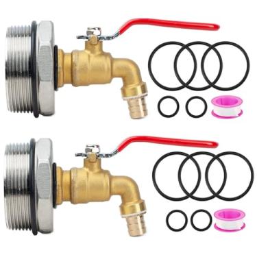 Imagem de Torneira de tambor de água de 5 cm, torneira de barril de latão com junta EPDM para tambor de 55 galões (pacote com 2)