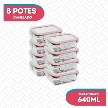 Imagem de Potes Hermeticos Organizador Marmita 640ml Vidro Forte - 8UN - Belo Vi