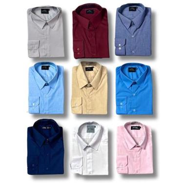 Imagem de KIT 09 peças - Camisa Social Manga Longa Slim e Tipo Linho (sem preto 
