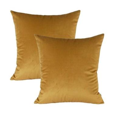 Imagem de Kit 2 Capas para Almofada em Veludo Liso 43x43 com Enchimento 50x50 Vá