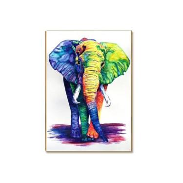 Imagem de Placa Decorativa MDF A4 Elefante Colorido Sala Quarto EL1 - MIMO SHOW