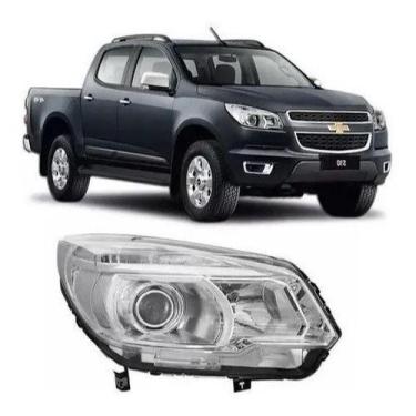 Imagem de Par Farol Camionete S10 LTZ Foco Duplo Máscara Cromada C/ Projetor 12 