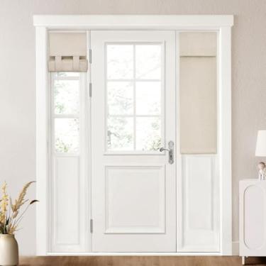 Imagem de Cortinas de porta francesas 100% blackout texturizadas de linho com privacidade cortinas de janela com isolamento térmico com a mesma cor e textura em ambos os lados para qualquer cômodo L30 x C 101