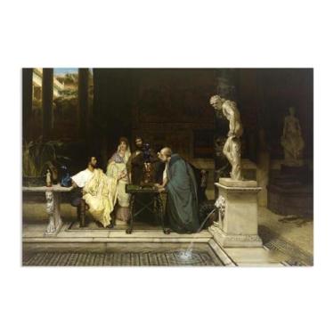 Imagem de MOBYAT Pôster An Art Lover por Lawrence Alma Tadema Prints, reprodução de pintura a óleo, impressão giclée em tela, arte de parede pronta para pendurar para decoração de quarto de casa. 75 x 50 cm (30