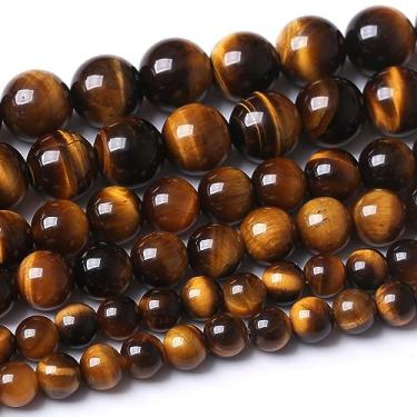 Imagem de Contas redondas soltas de 10 mm de olho de tigre amarelo, contas de pedra de energia de cristal para fazer joias, colar de pulseiras, faça você mesmo