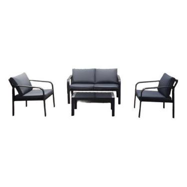Imagem de Conjunto Jardim Preto 4 Pecas Poltrona Dupla, Poltrona, Mesa - JHC Hom