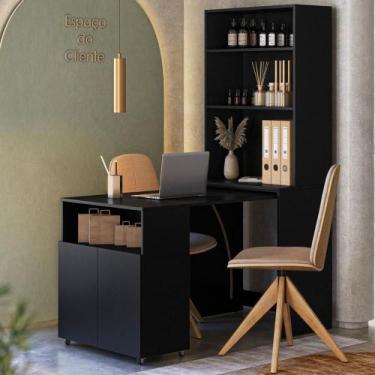 Imagem de Mesa Com Estante Para Lojas Córdoba Preto - Mais de Casa