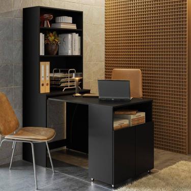 Imagem de Mesa Com Estante Escritório Veneza Preto