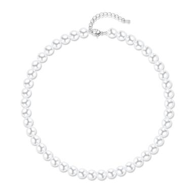 Imagem de Aleasha Colar de pérola sintética 4 mm-10 mm 35,5 cm - 55,8 cm branco pérola gargantilha joia de casamento, 20inches, Pérola, Pérola sintética