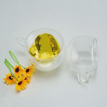 Imagem de Conjunto 2 Xícaras Coração para Chá 230Ml Parede Dupla Vidro Lyor