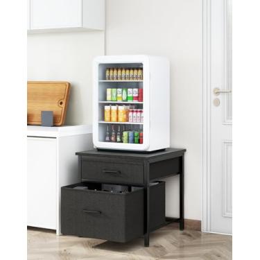 Imagem de YMYNY Mini suporte de geladeira, suporte de geladeira com armazenamento, preto HBR008B