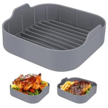 Imagem de Forma Cesto Assadeira Silicone Air Fryer Quadrado 19cm Alça - CLINK, C