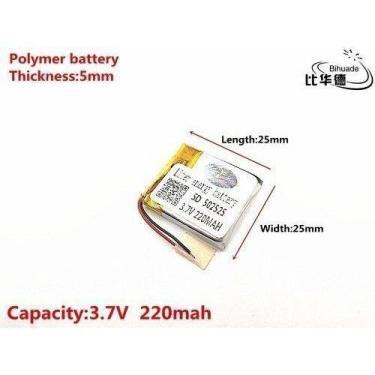 Imagem de Bateria 220 Mah 3,7v 2 Fios  5mm X 25mm X 25mm - bgb