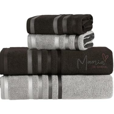Imagem de Jogo De Toalhas De Banho 4 Peças 100% Algodão Fio Penteado Karsten Lumina (Grafite)