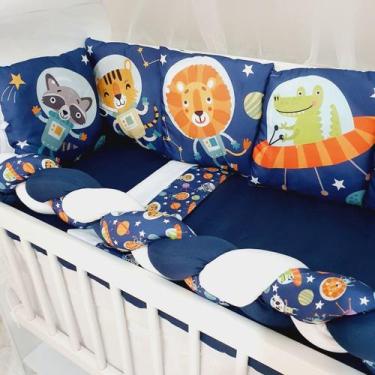 Imagem de Kit Mini Berço com 12 peças  Saia de Berço Bebê Menino Astronauta - Ca