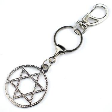 Imagem de Chaveiro Estrela de Davi Aro 14 cm em Metal Niquel - Lua Mística - 100