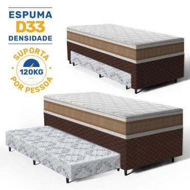 Imagem de Cama Box com Colchao de Espuma D33 Double Face Air Pro Forca Anjos + Auxiliar de Espuma Unique Solteiro 88cm