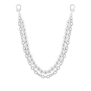 Imagem de HAQUIL 2 peças de correntes de metal punk gótico, correntes de cadarço de elos duplos, pingentes de sapatos em camadas, correntes de pingente de renda para sapatos, acessórios de joias para calçados