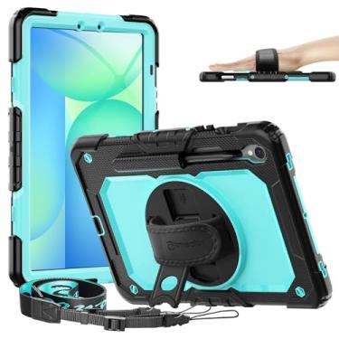 Imagem de Timecity Capa para Samsung Galaxy Tab S10 FE/ S9 FE 5G 10,9 polegadas/S9 11 polegadas - Capa protetora resistente com protetor de tela, suporte giratório, alça de ombro e suporte para caneta S |