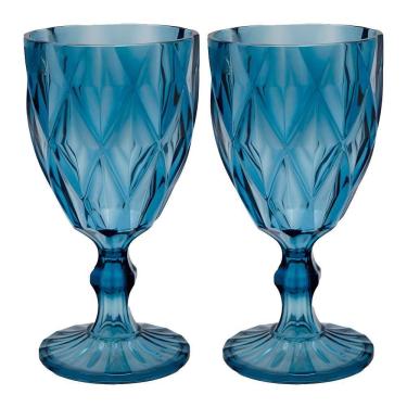 Imagem de Jogo 2 Taças De Acrílico Azul Diamond Diamante Festa Piscina Plástico 330ml Lyor