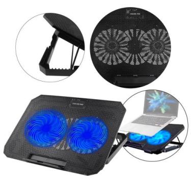 Imagem de Suporte Para Notebook 12" A 17" 2 Ventiladores Cooler Silenciosos Luz 