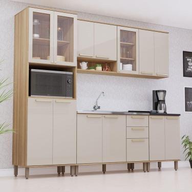 Imagem de Cozinha Modulada Compacta 5 Peças Sem Tampo De 120 E Sem Pia Avelã-mocca Laca