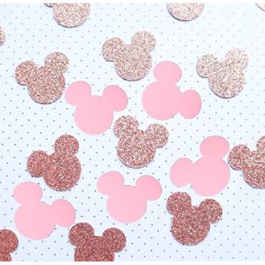 Imagem de CHCN 100 pcs Minnie Mouse Confetti,Pink Rose Gold Minnie Mouse Confetti, Paper Confetti Sprinkles Table Scatters,First Birthday,Minnie Mouse Party Decor,for Minnie Baby Shower Birthday Party Decor