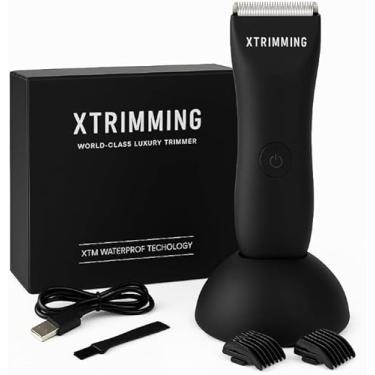 Imagem de XTM 1.0 – Xt barbeador elétrico de luxo para homens, cuidados corporais, aparador totalmente à prova d'água, ajustes de lâmina sem esforço, aparador sem fio, base de carregamento e barbeador de corpo liso