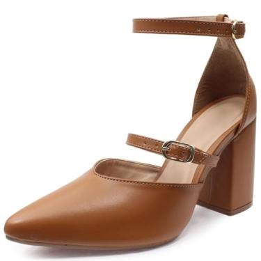 Imagem de Scarpin Re&Ton Confortável Salto Médio Grosso SC13 (Marrom, BR, Adulto, Numérico, 35)