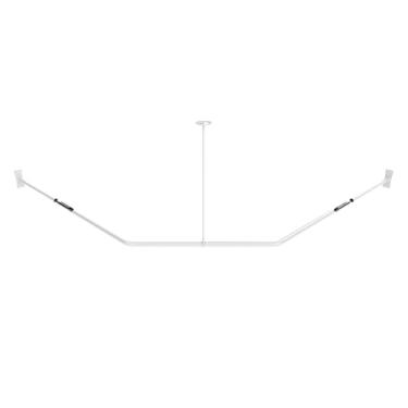 Imagem de Naiture Corner Haste de cortina de chuveiro de alumínio em forma de diamante, 91 x 66 x 91 cm, acabamento branco brilhante, com suporte de teto para banheiro, banheira, armário ou provador, espaço