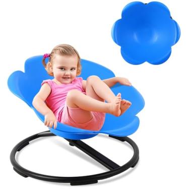 Imagem de Cadeira sensorial infantil, cadeira giratória para crianças autistas, treinamento de 360° para sentar e girar, melhora o autismo, enjoo de movimento, base de metal antiderrapante