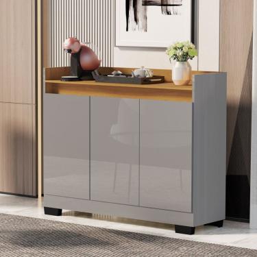 Imagem de Buffet Aparador 3 Portas Real Cinza/Mel