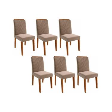 Imagem de Cadeira Sala De Jantar Clarice Kit 6 Un Savana-madeirado-suede Joli Capuccino